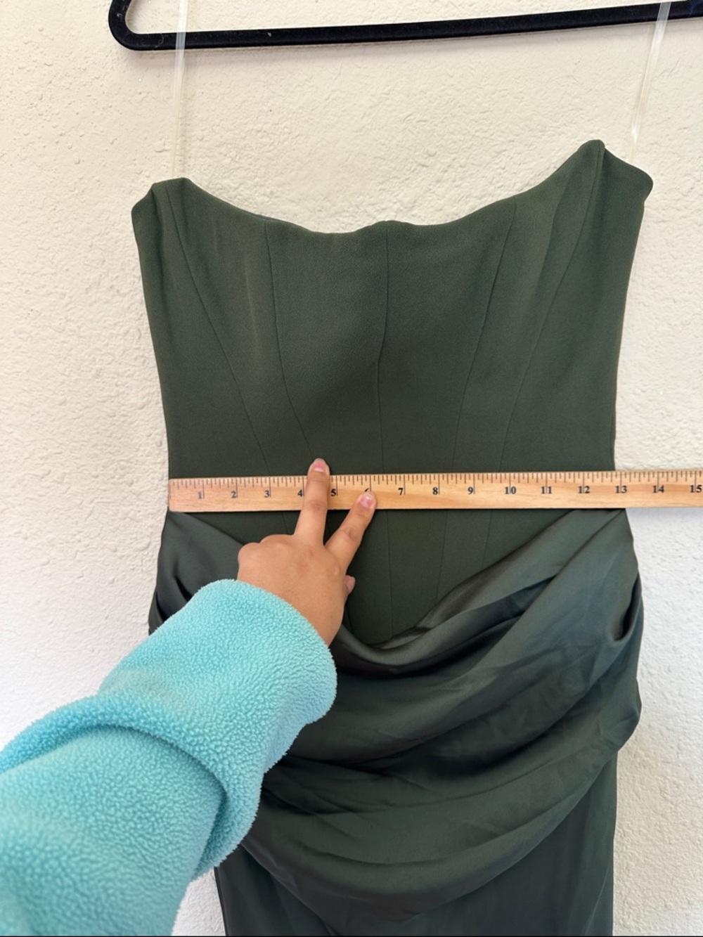 House of CB Dark Green Strapless Satin Maxi Dress - Picture 11 of 12